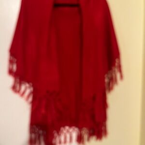 Red Fringe Open-Front Women's Cardigan Sweater